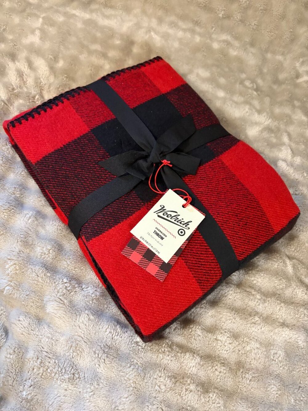 Red Woolrich Oversized Throw Blanket large Plaid Reverse comfy holiday decor